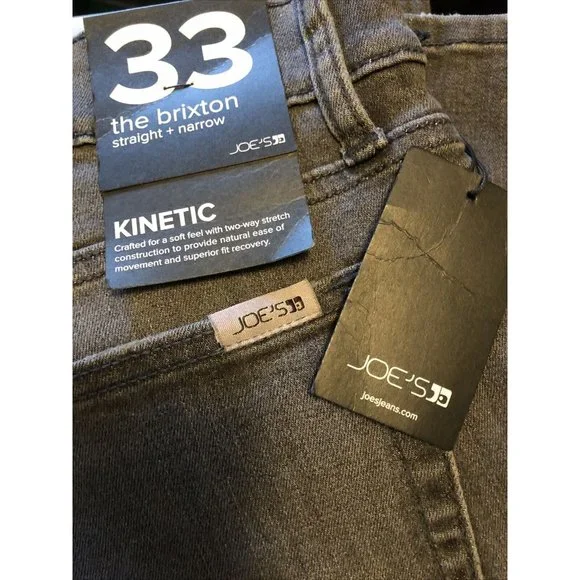 New Joes Jeans The Brixton Straight Narrow Distressed 33x34 Grey Denim Stretch